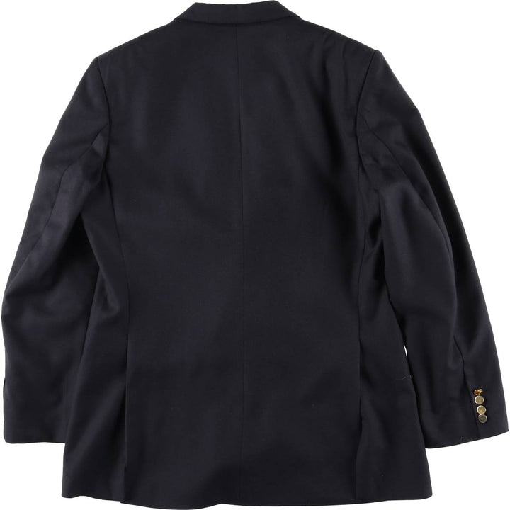 St.Michael double-breasted peaked lapel navy blazer tailored jacket, men's size M equivalent. polyester navy blue type Vintage Second Hand