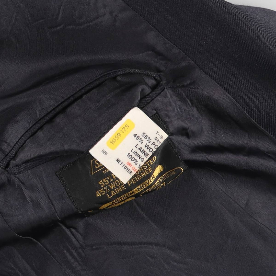 St.Michael double-breasted peaked lapel navy blazer tailored jacket, men's size M equivalent. polyester navy blue type Vintage Second Hand