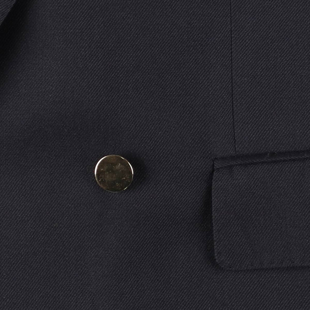 St.Michael double-breasted peaked lapel navy blazer tailored jacket, men's size M equivalent. polyester navy blue type Vintage Second Hand