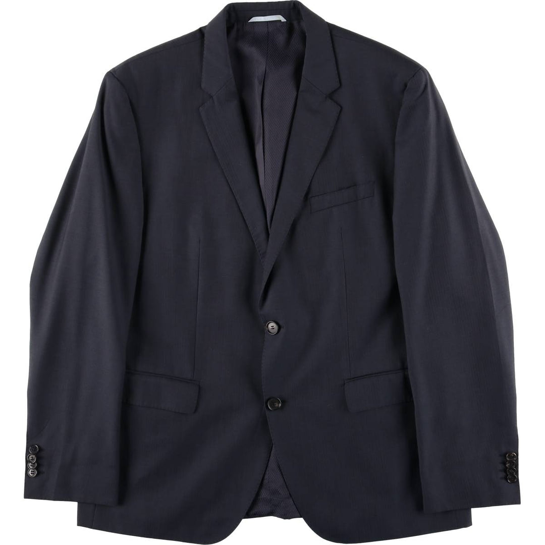 Hugo Boss wool tailored jacket, men's size L wool navy blue type Vintage Second Hand