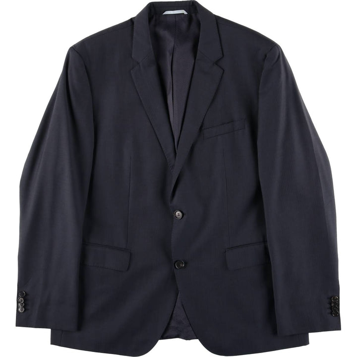 Hugo Boss wool tailored jacket, men's size L wool navy blue type Vintage Second Hand
