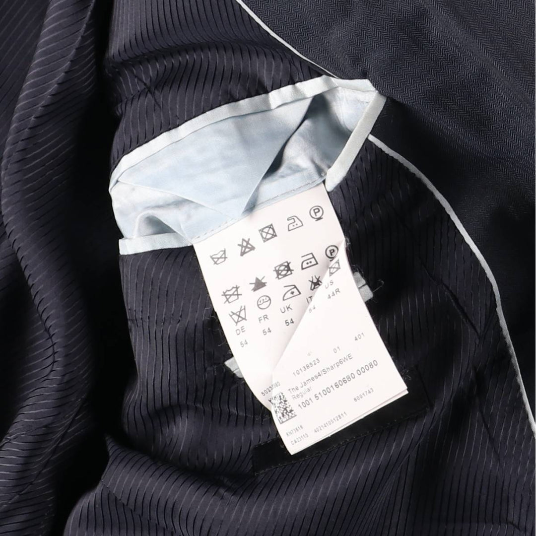 Hugo Boss wool tailored jacket, men's size L wool navy blue type Vintage Second Hand