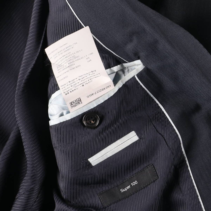 Hugo Boss wool tailored jacket, men's size L wool navy blue type Vintage Second Hand