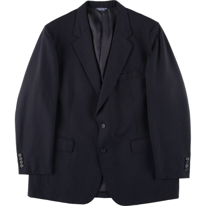 CRICKETEER Harris and Frank Stripe Pattern Tailored Jacket, Made in USA, Men's Size L (approx.) unclear navy blue type Vintage Second Hand