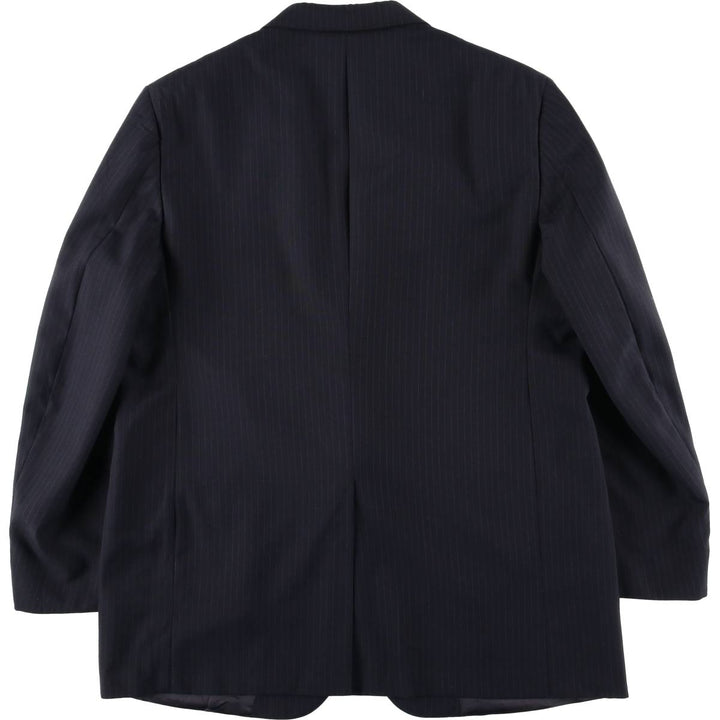 CRICKETEER Harris and Frank Stripe Pattern Tailored Jacket, Made in USA, Men's Size L (approx.) unclear navy blue type Vintage Second Hand