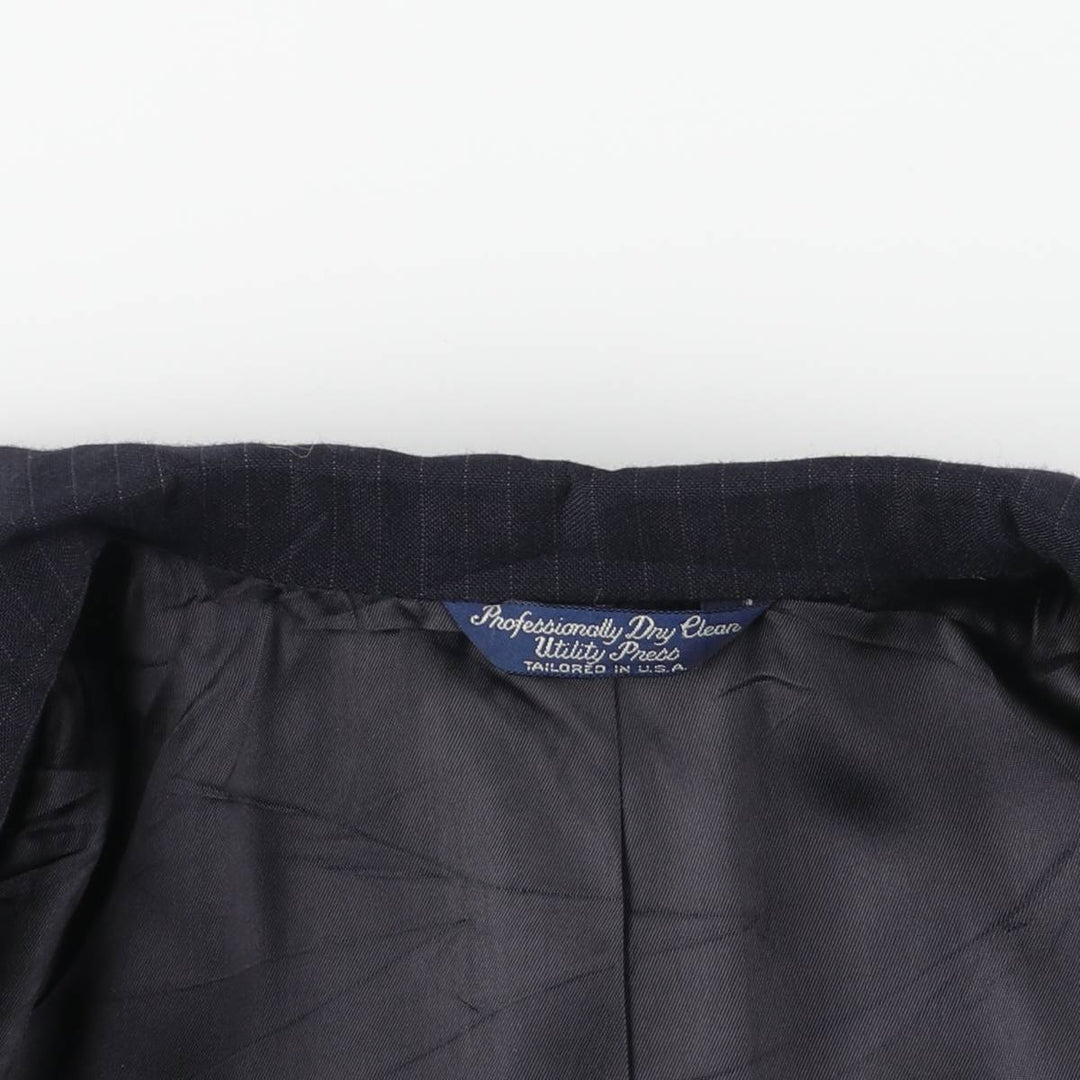 CRICKETEER Harris and Frank Stripe Pattern Tailored Jacket, Made in USA, Men's Size L (approx.) unclear navy blue type Vintage Second Hand