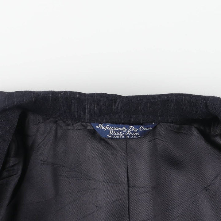 CRICKETEER Harris and Frank Stripe Pattern Tailored Jacket, Made in USA, Men's Size L (approx.) unclear navy blue type Vintage Second Hand