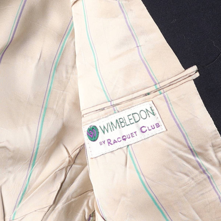 Racquet Club WIMBLEDON Navy Blazer Tailored Jacket, Made in USA, Men's Size M (Equivalent), Vintage unclear navy blue type Vintage Second Hand