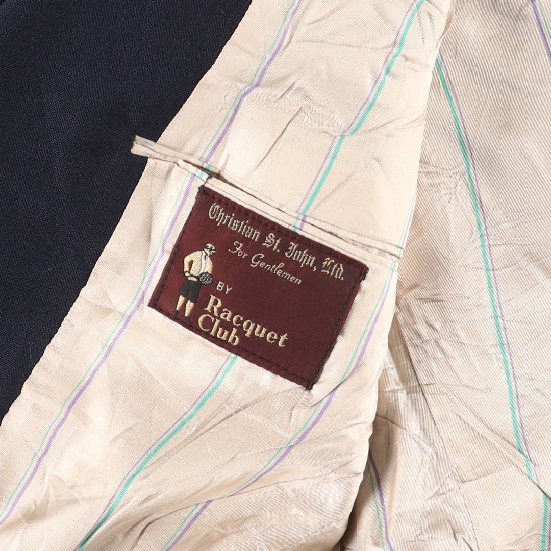 Racquet Club WIMBLEDON Navy Blazer Tailored Jacket, Made in USA, Men's Size M (Equivalent), Vintage unclear navy blue type Vintage Second Hand