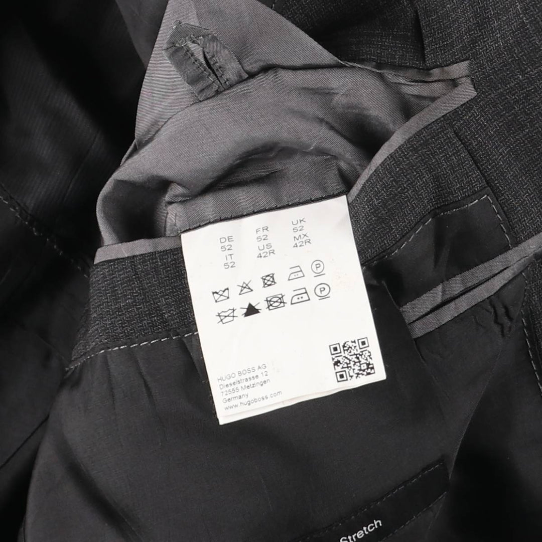 Hugo Boss Check Pattern Wool Tailored Jacket, Men's Size L wool gray type Vintage Second Hand
