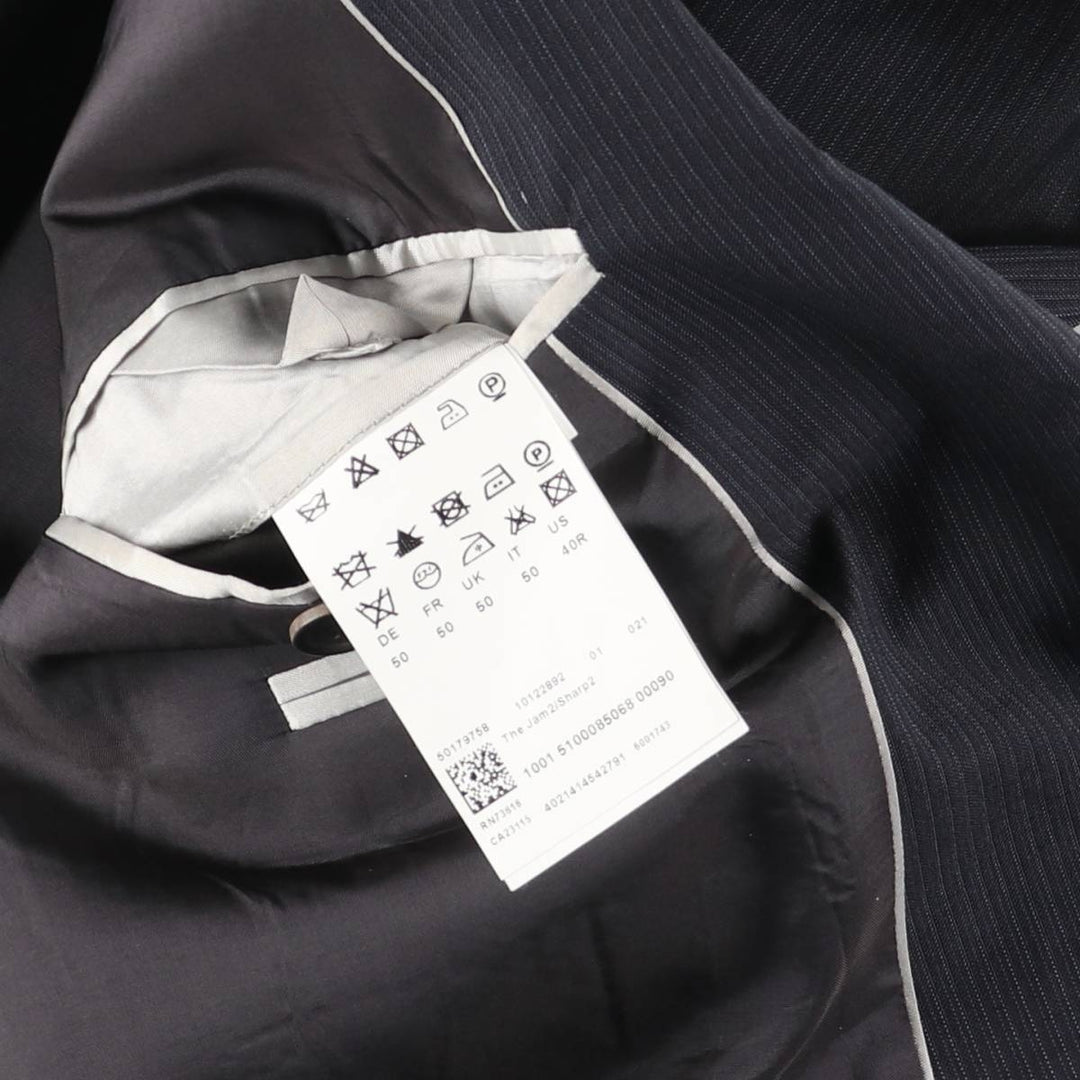 Hugo Boss Striped Wool Tailored Jacket, Men's Size M wool navy blue type Vintage Second Hand