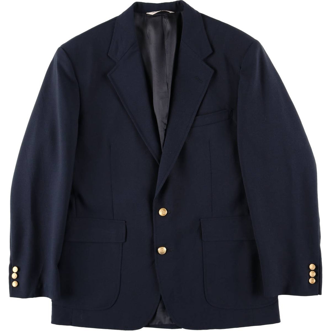 Stafford Navy Blazer, Tailored Jacket, Made in USA, Men's Size L polyester navy blue type Vintage Second Hand