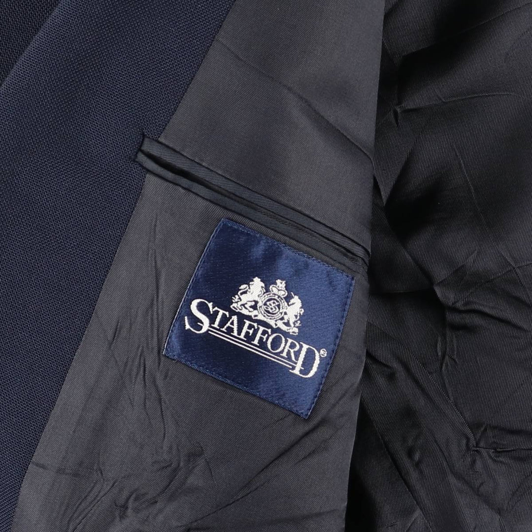 Stafford Navy Blazer, Tailored Jacket, Made in USA, Men's Size L polyester navy blue type Vintage Second Hand
