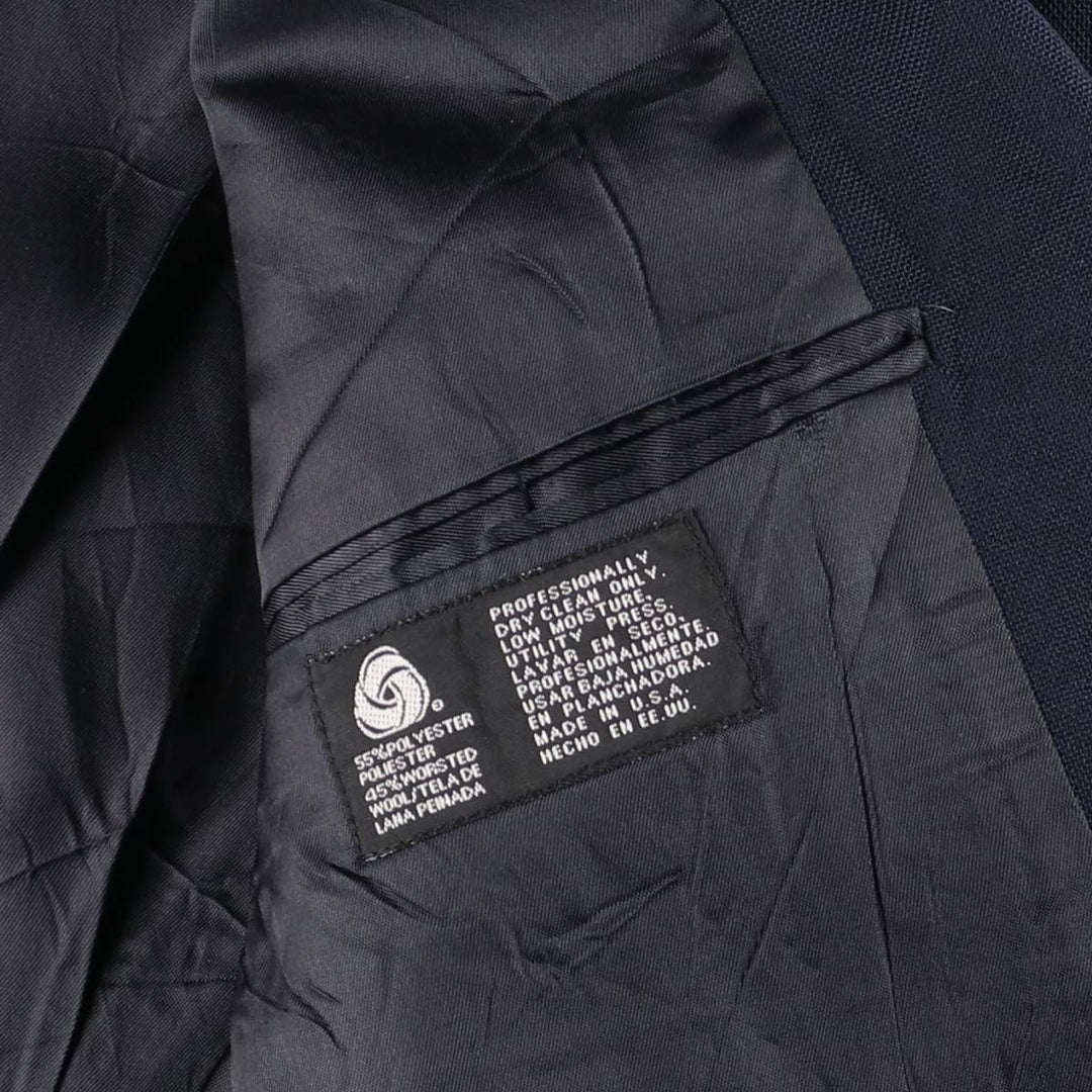 Stafford Navy Blazer, Tailored Jacket, Made in USA, Men's Size L polyester navy blue type Vintage Second Hand