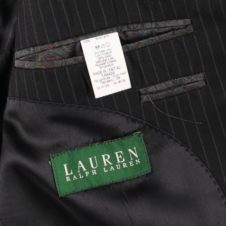 Ralph Lauren Lauren Striped Wool Tailored Jacket, Made in Canada, Men's Size M wool black type Vintage Second Hand