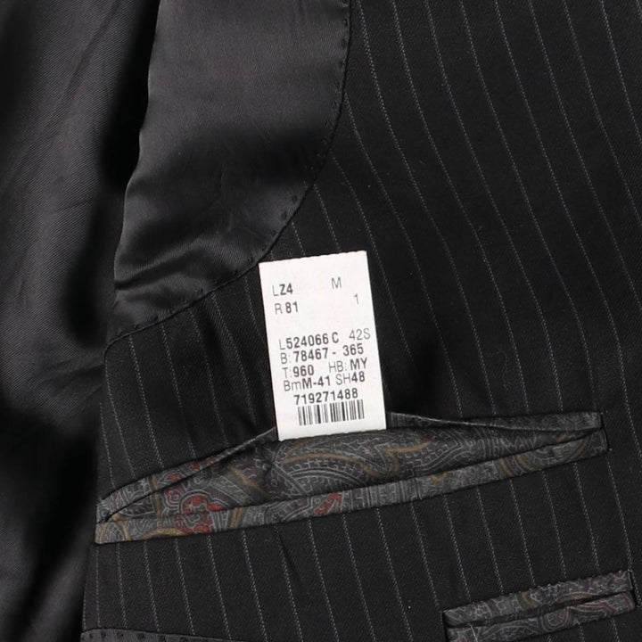 Ralph Lauren Lauren Striped Wool Tailored Jacket, Made in Canada, Men's Size M wool black type Vintage Second Hand