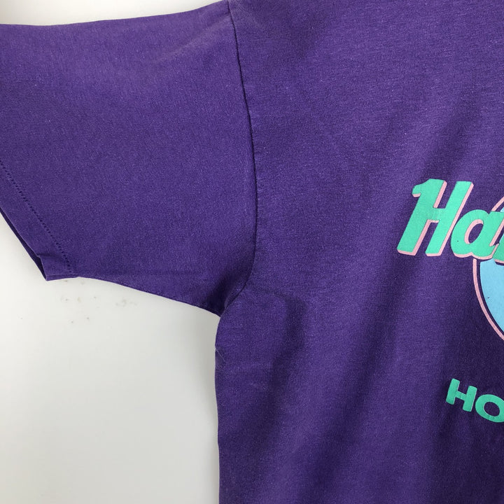 80'S Hanes Blue Tag Hard Rock Cafe Advertising T-Shirt, Made in USA, Men's XL equivalent, Vintage cotton purple type Vintage Second Hand