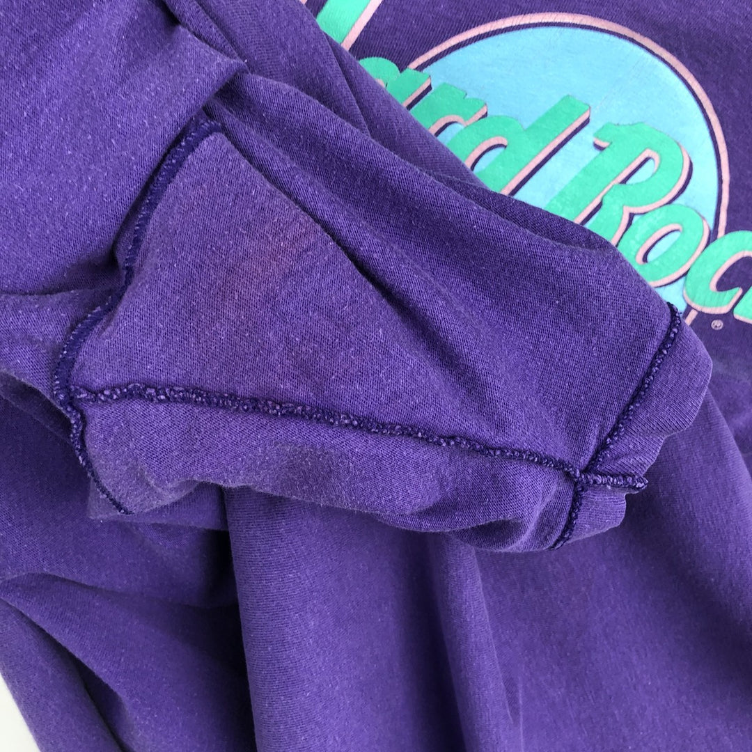 80'S Hanes Blue Tag Hard Rock Cafe Advertising T-Shirt, Made in USA, Men's XL equivalent, Vintage cotton purple type Vintage Second Hand