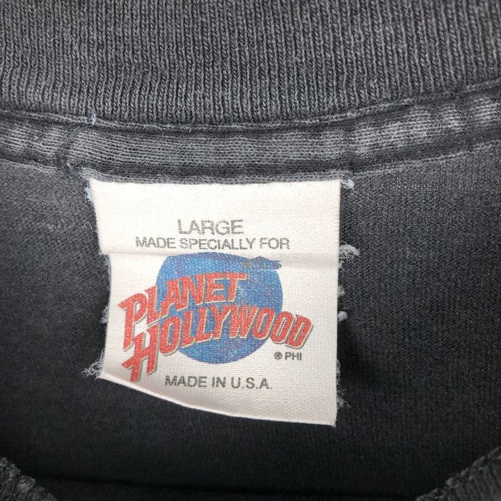 90'S PLANET HOLLYWOOD Advertising T-shirt, Made in USA, Men's L size, Vintage cotton Charcoal Vintage Second Hand