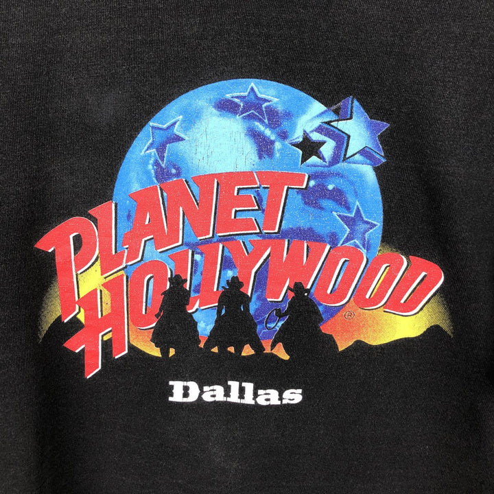90'S PLANET HOLLYWOOD Advertising T-shirt, Made in USA, Men's L size, Vintage cotton Charcoal Vintage Second Hand
