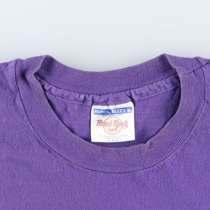 90'S HARD ROCK CAFE Hard Rock Cafe Advertising T-shirt Made in USA Men's XL Vintage cotton purple type Vintage Second Hand