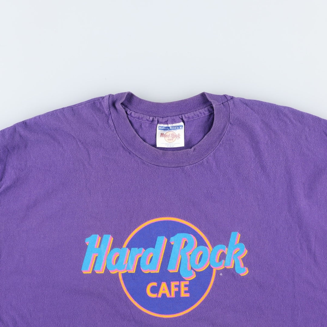 90'S HARD ROCK CAFE Hard Rock Cafe Advertising T-shirt Made in USA Men's XL Vintage cotton purple type Vintage Second Hand