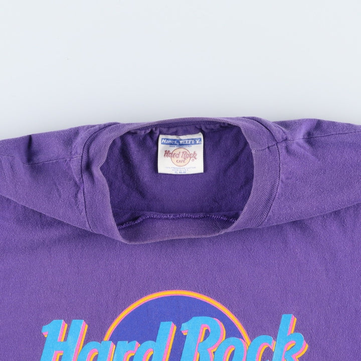 90'S HARD ROCK CAFE Hard Rock Cafe Advertising T-shirt Made in USA Men's XL Vintage cotton purple type Vintage Second Hand