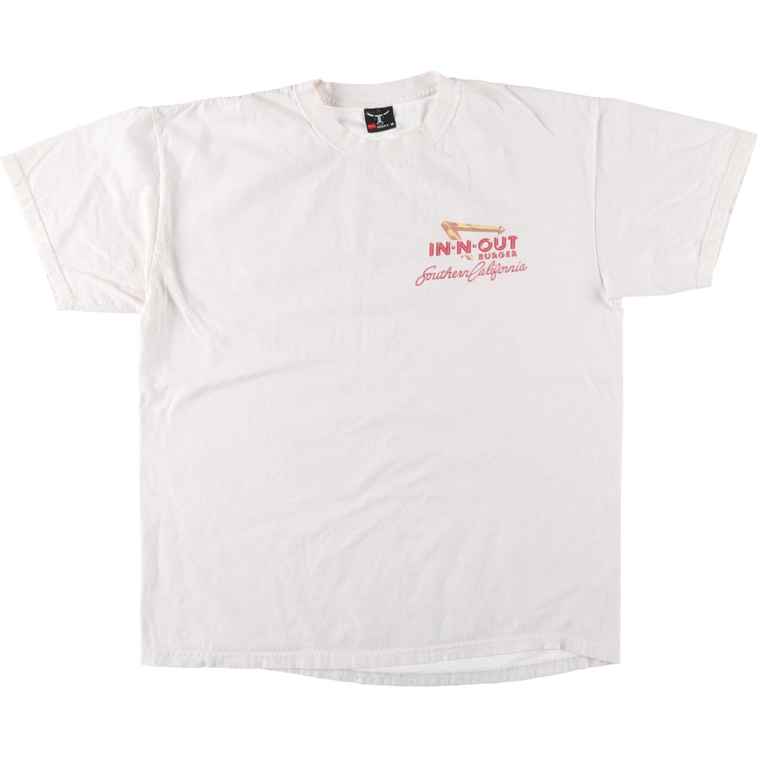 00'S Hanes IN-N-OUT BURGER Advertising T-shirt, Men's L size unclear white type Vintage Second Hand
