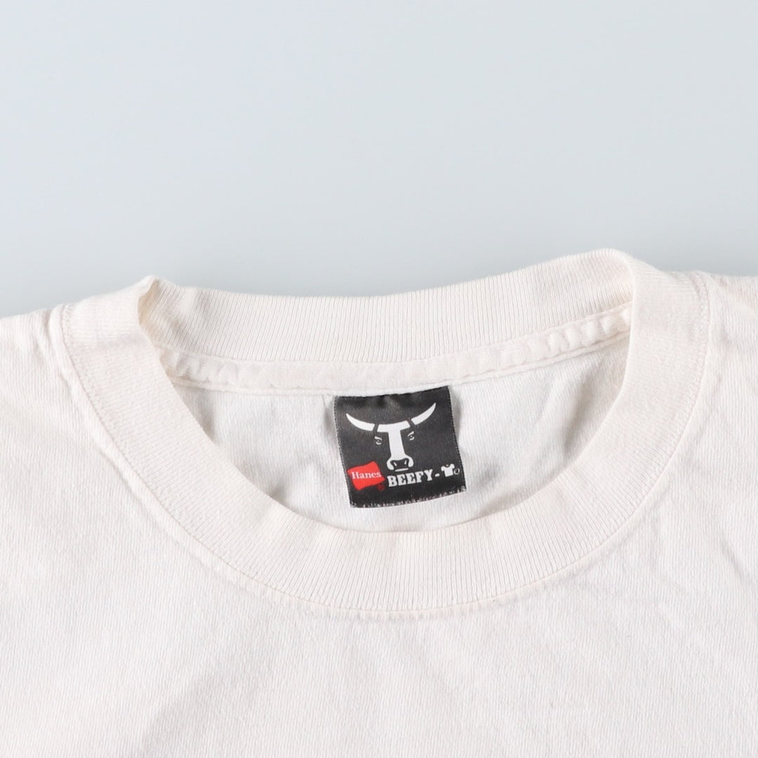 00'S Hanes IN-N-OUT BURGER Advertising T-shirt, Men's L size unclear white type Vintage Second Hand