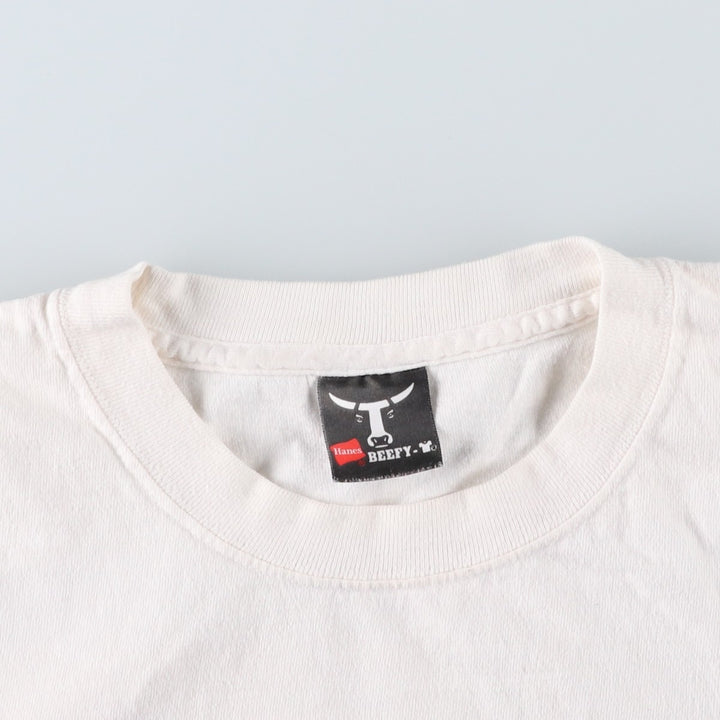 00'S Hanes IN-N-OUT BURGER Advertising T-shirt, Men's L size unclear white type Vintage Second Hand