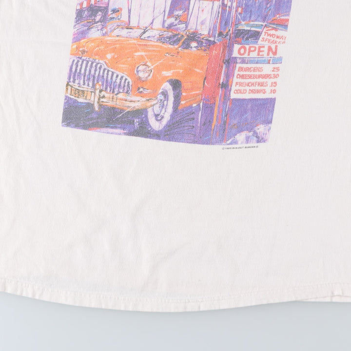 00'S Hanes IN-N-OUT BURGER Advertising T-shirt, Men's L size unclear white type Vintage Second Hand