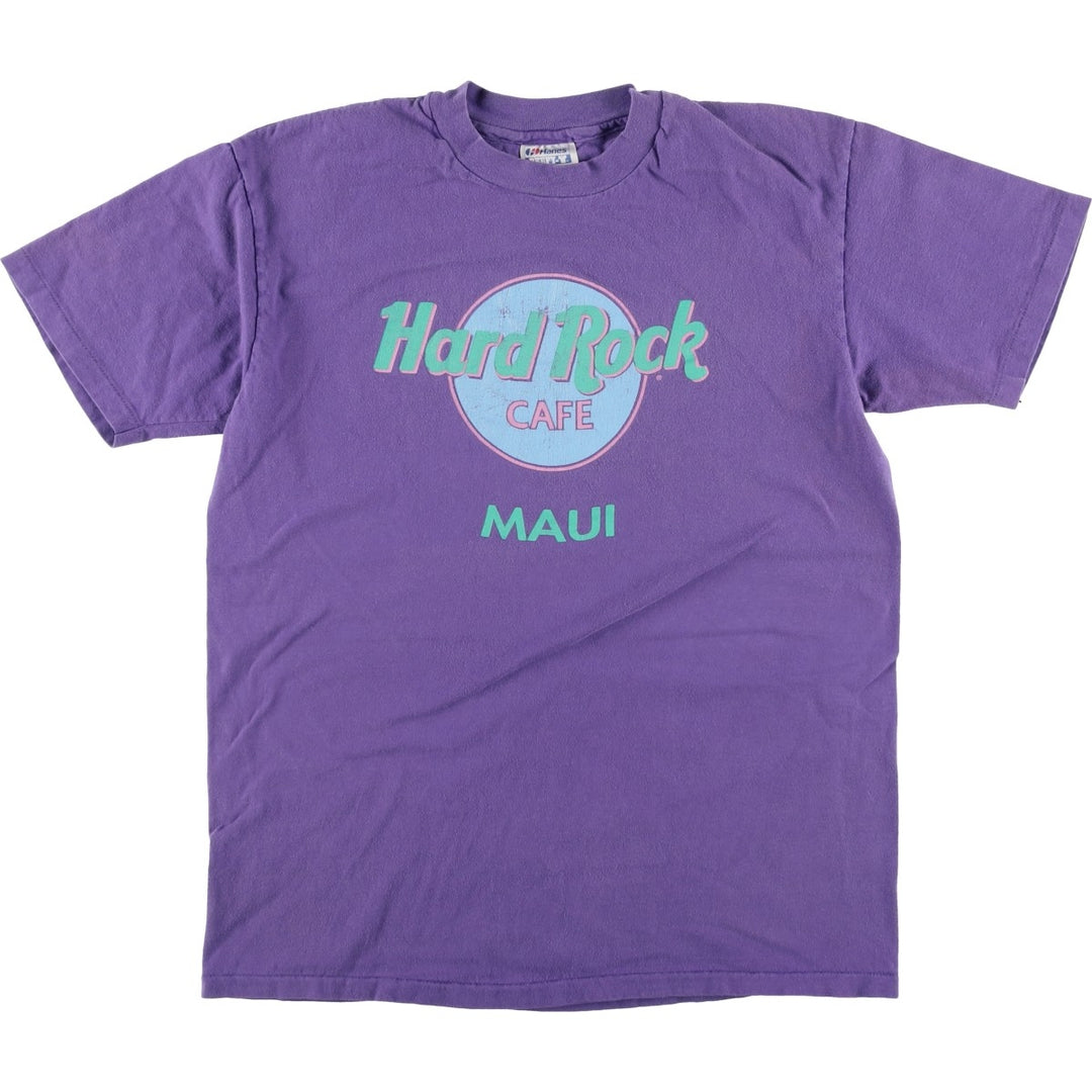 90'S Hanes HARD ROCK CAFE Advertising T-shirt Made in USA Men's L Vintage cotton purple type Vintage Second Hand