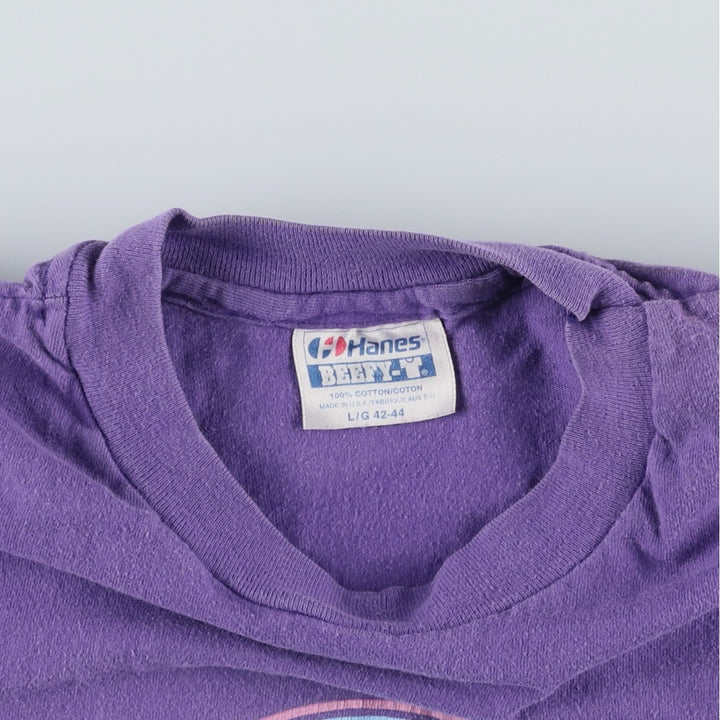 90'S Hanes HARD ROCK CAFE Advertising T-shirt Made in USA Men's L Vintage cotton purple type Vintage Second Hand