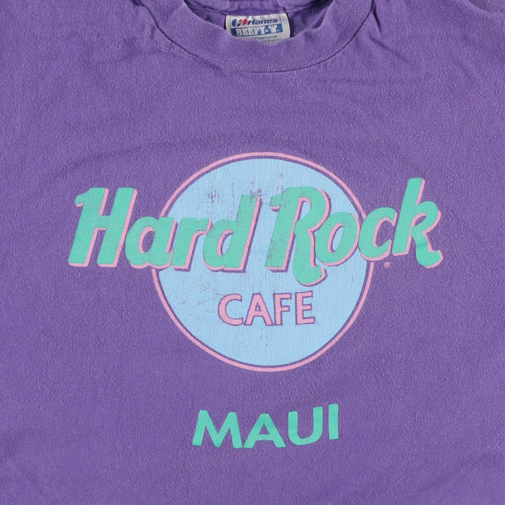 90'S Hanes HARD ROCK CAFE Advertising T-shirt Made in USA Men's L Vintage cotton purple type Vintage Second Hand