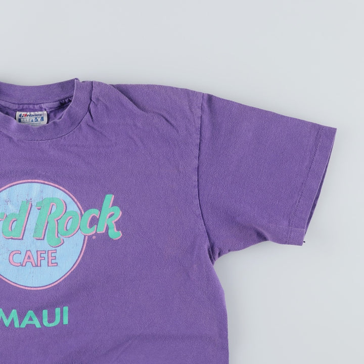 90'S Hanes HARD ROCK CAFE Advertising T-shirt Made in USA Men's L Vintage cotton purple type Vintage Second Hand