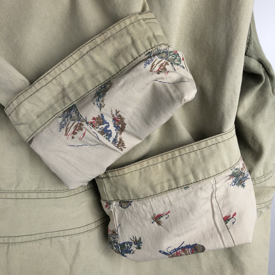 1990'S Woolrich Hunting Jacket, Men's Size L (approx.), Vintage cotton Khaki type beige Vintage Second Hand