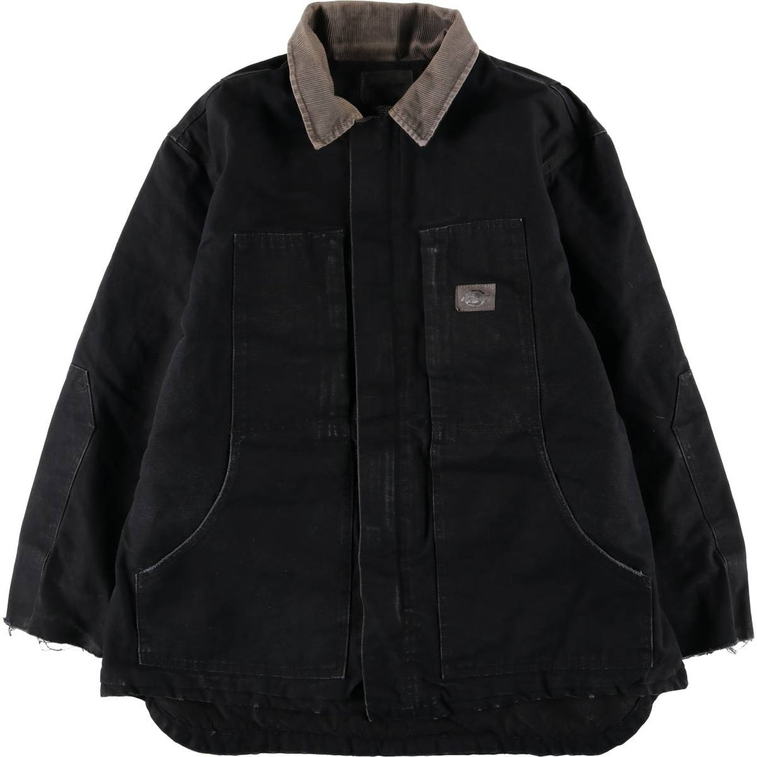Dickies Traditional Coat-Type Padded Duck Work Jacket, Men's Size XL (approx.) cotton black type Vintage Second Hand