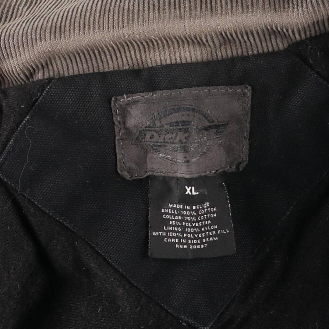 Dickies Traditional Coat-Type Padded Duck Work Jacket, Men's Size XL (approx.) cotton black type Vintage Second Hand