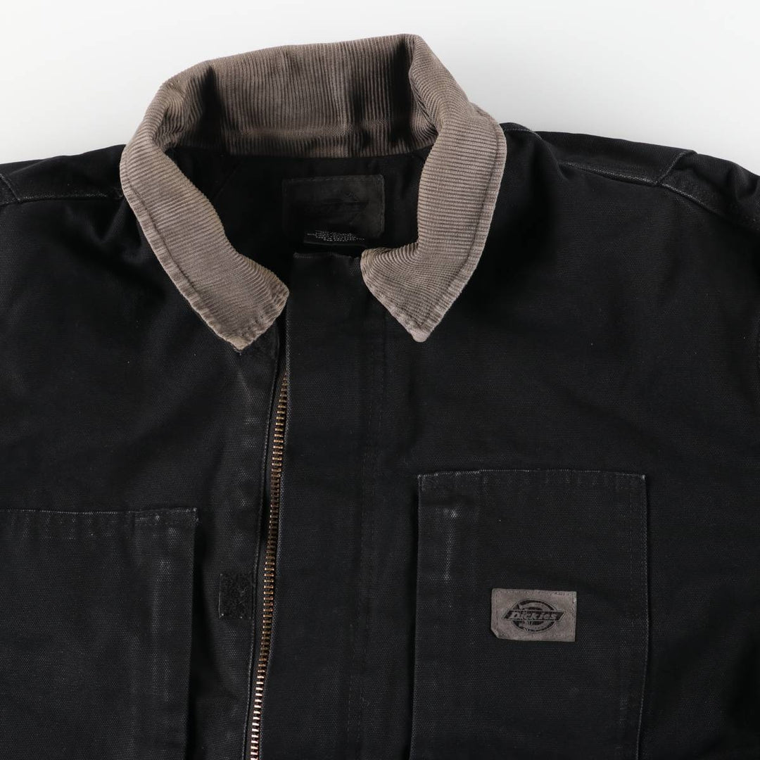 Dickies Traditional Coat-Type Padded Duck Work Jacket, Men's Size XL (approx.) cotton black type Vintage Second Hand