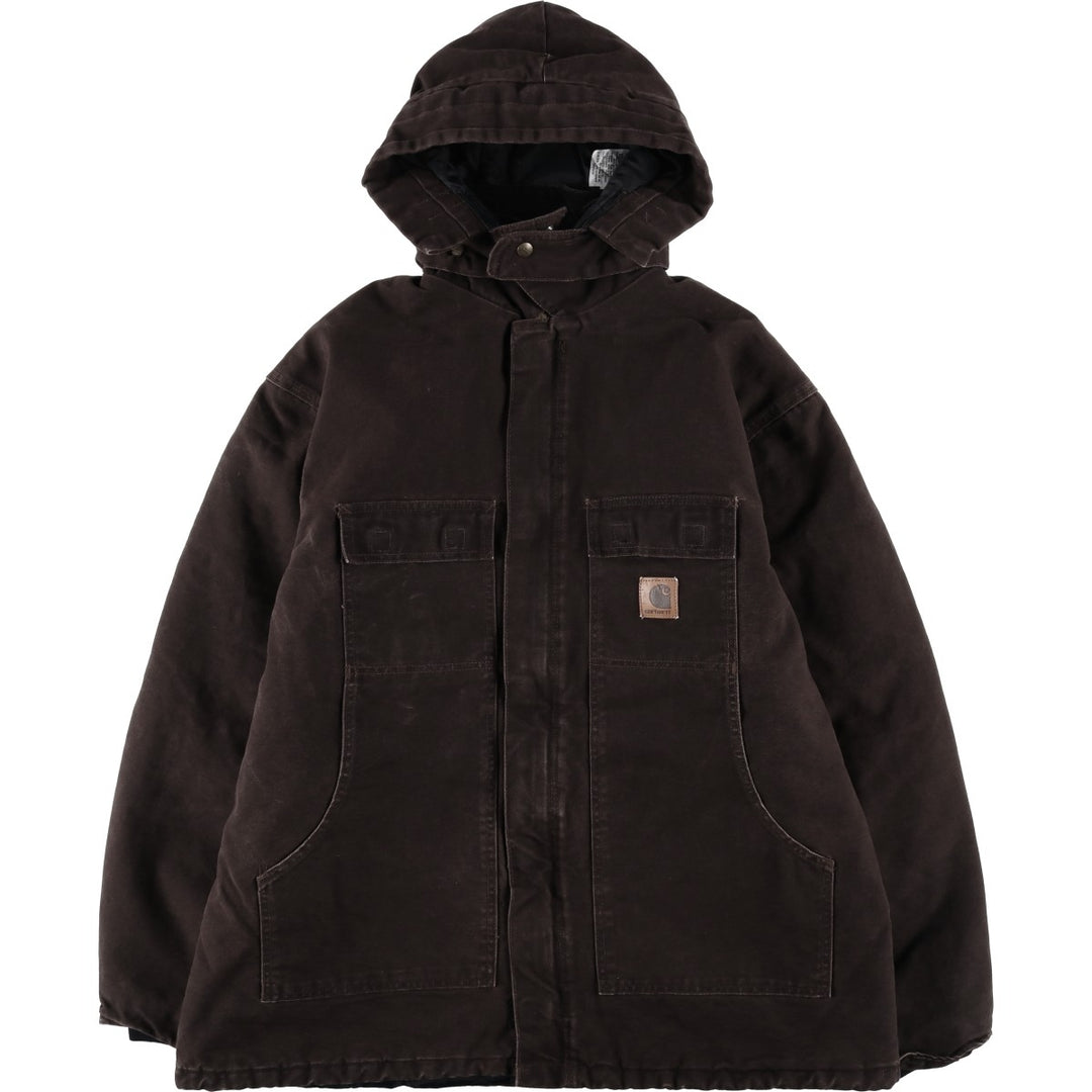 Carhartt Traditional Coat, Hooded, Padded, Duck Work Jacket, Men's XXL (approx.) cotton brown type Vintage Second Hand