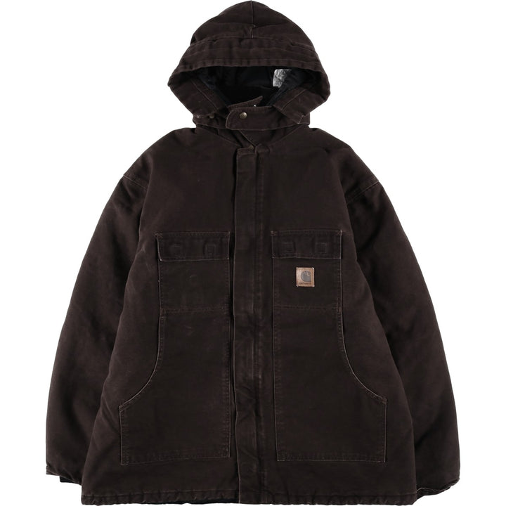 Carhartt Traditional Coat, Hooded, Padded, Duck Work Jacket, Men's XXL (approx.) cotton brown type Vintage Second Hand