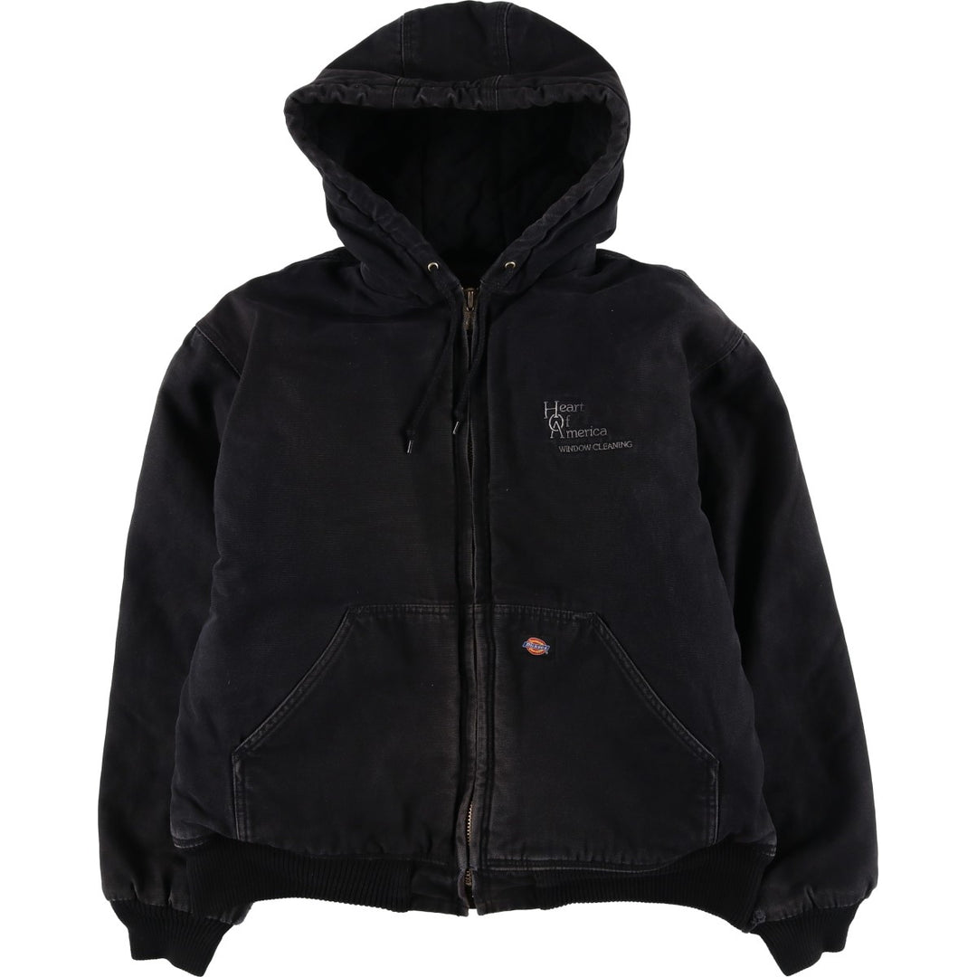 Dickies Heart of America Window Cleaning Advertising Padded Duck Full-Zip Hoodie (Men's Size L) cotton black type Vintage Second Hand