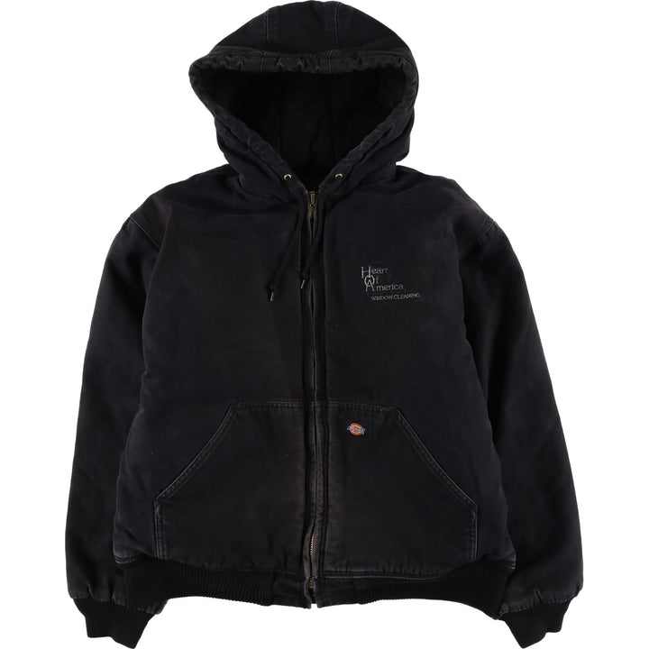 Dickies Heart of America Window Cleaning Advertising Padded Duck Full-Zip Hoodie (Men's Size L) cotton black type Vintage Second Hand