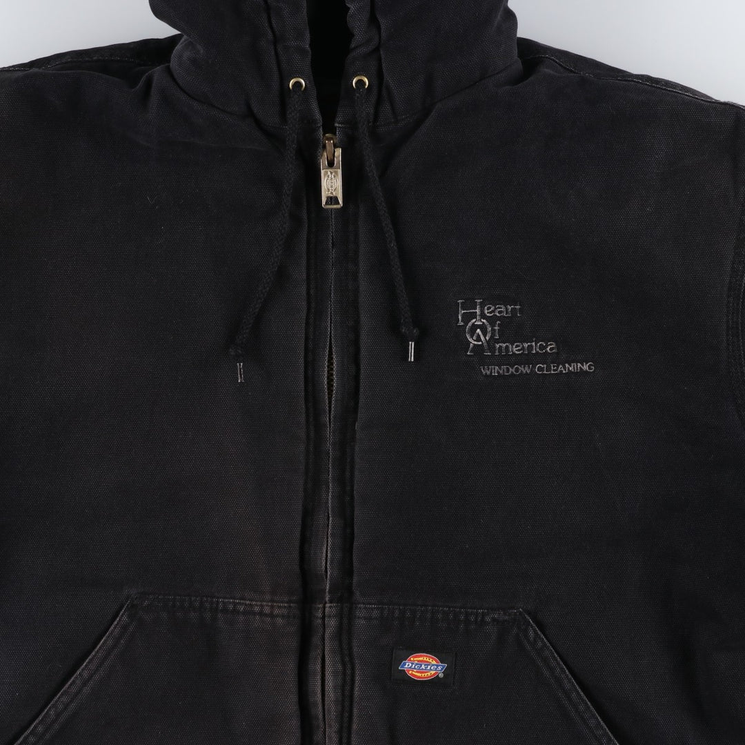 Dickies Heart of America Window Cleaning Advertising Padded Duck Full-Zip Hoodie (Men's Size L) cotton black type Vintage Second Hand
