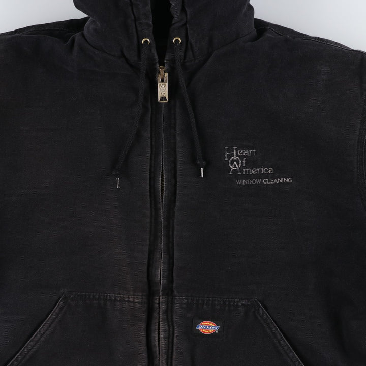 Dickies Heart of America Window Cleaning Advertising Padded Duck Full-Zip Hoodie (Men's Size L) cotton black type Vintage Second Hand