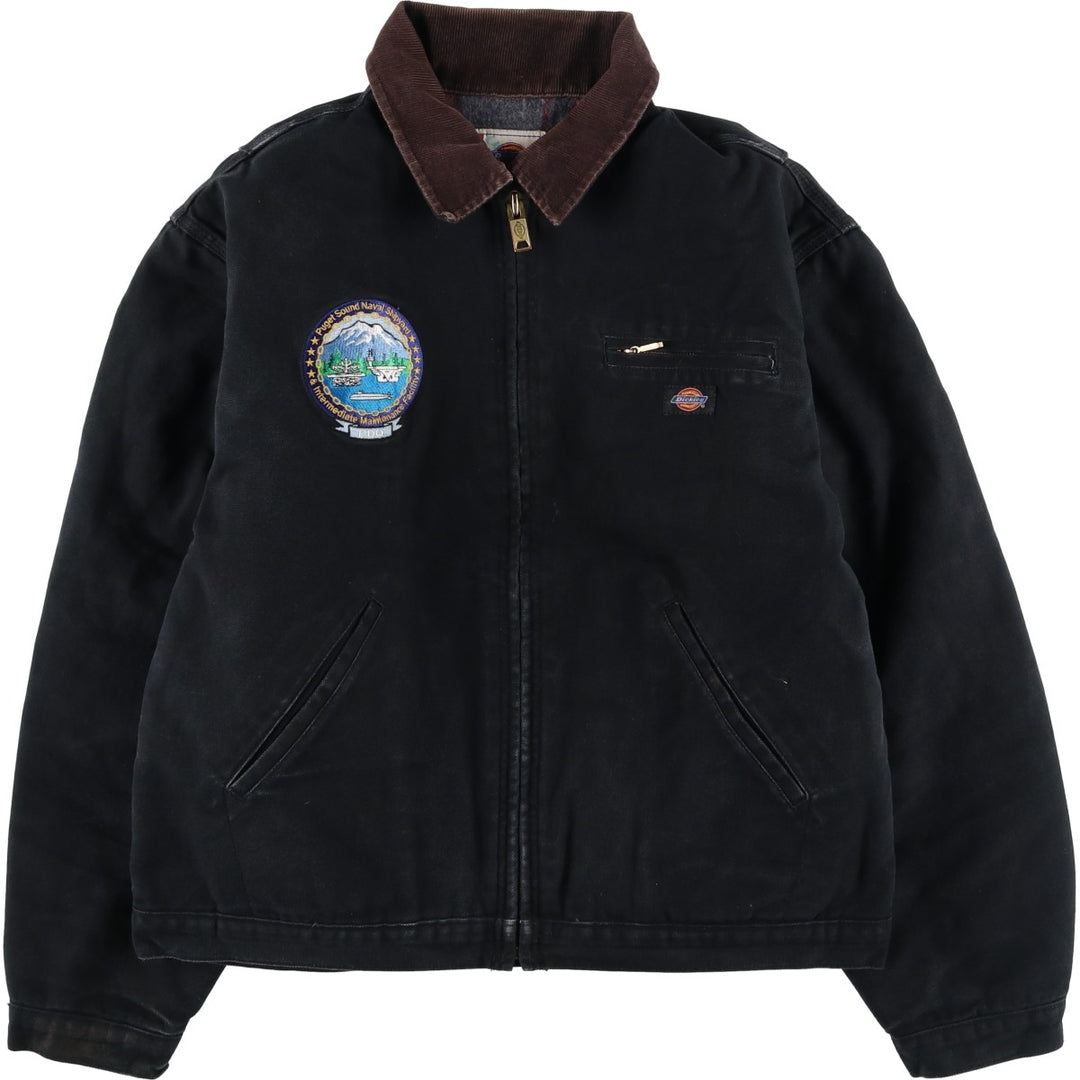 Dickies padded duck work jacket, men's size L (approx.) cotton black type Vintage Second Hand