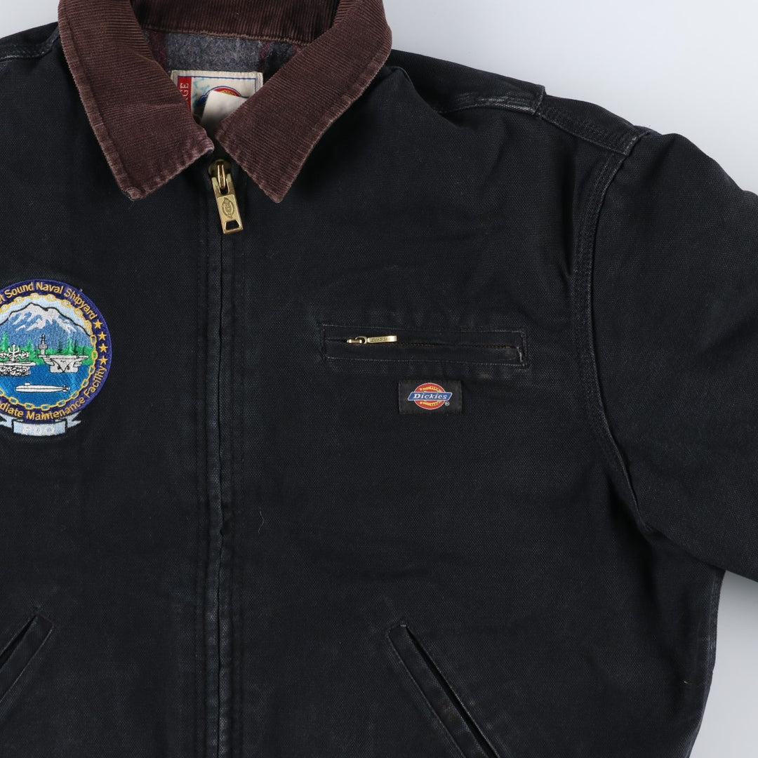 Dickies padded duck work jacket, men's size L (approx.) cotton black type Vintage Second Hand
