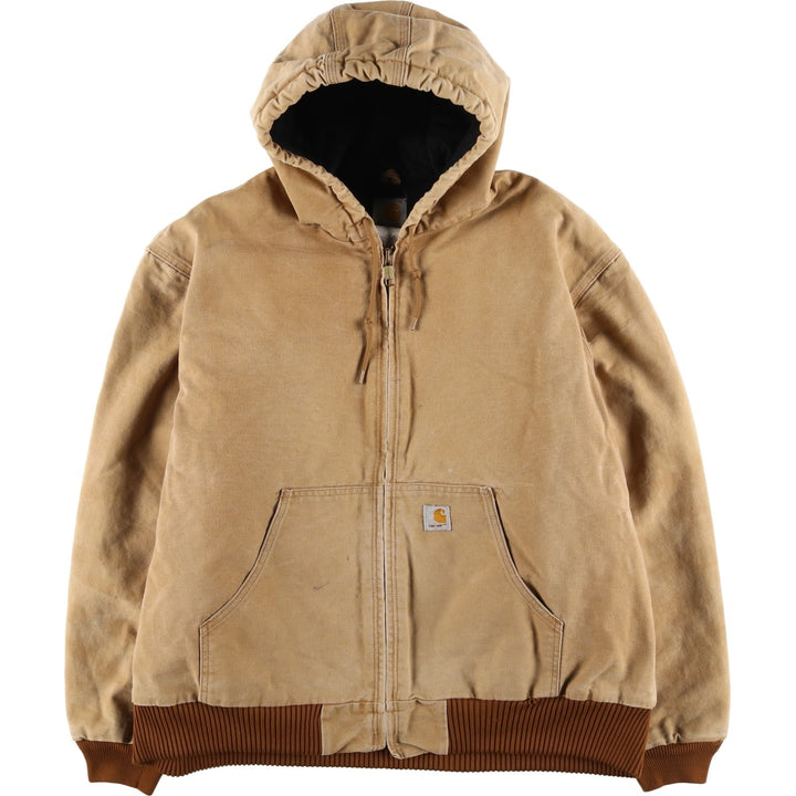 Carhartt Active Jacket, Padded Duck Full-Zip Hoodie, Men's XXL cotton beige type brown Vintage Second Hand