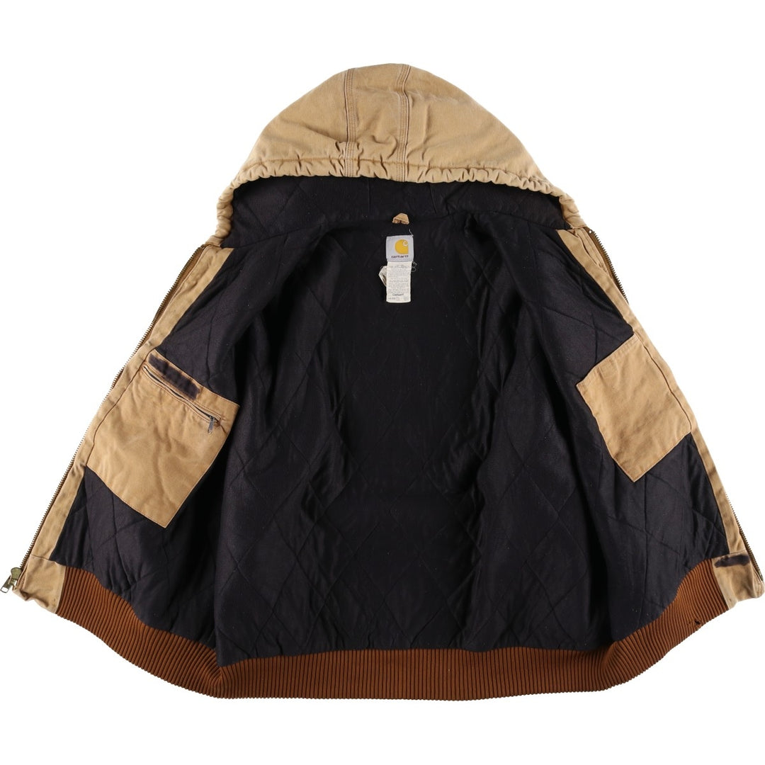 Carhartt Active Jacket, Padded Duck Full-Zip Hoodie, Men's XXL cotton beige type brown Vintage Second Hand