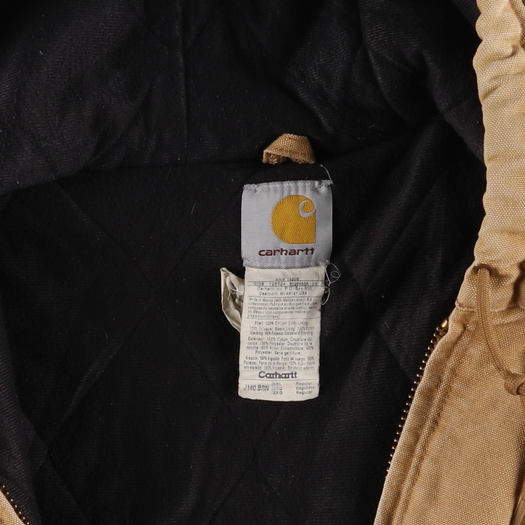 Carhartt Active Jacket, Padded Duck Full-Zip Hoodie, Men's XXL cotton beige type brown Vintage Second Hand